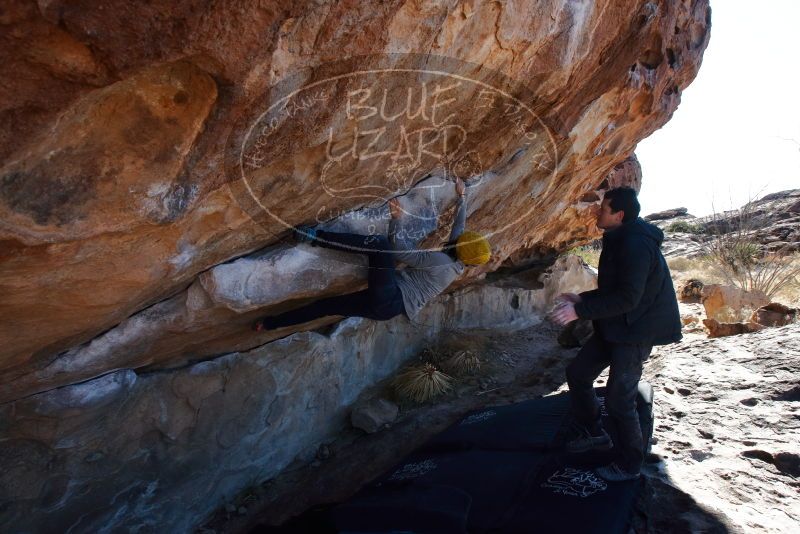 Bouldering in Hueco Tanks on 01/03/2020 with Blue Lizard Climbing and Yoga
Filename: SRM_20200103_1304040.jpg
Aperture: f/7.1
Shutter Speed: 1/320
Body: Canon EOS-1D Mark II
Lens: Canon EF 16-35mm f/2.8 L