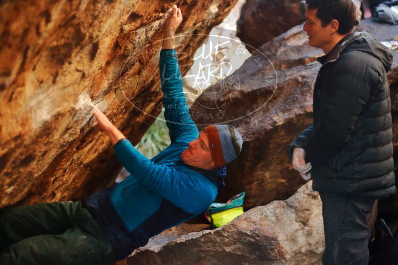 Bouldering in Hueco Tanks on 01/03/2020 with Blue Lizard Climbing and Yoga
Filename: SRM_20200103_1707390.jpg
Aperture: f/2.0
Shutter Speed: 1/250
Body: Canon EOS-1D Mark II
Lens: Canon EF 50mm f/1.8 II