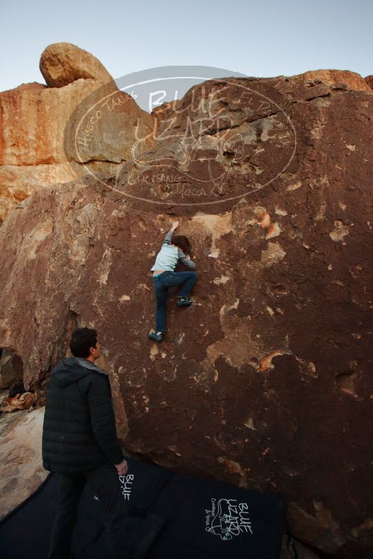Bouldering in Hueco Tanks on 01/03/2020 with Blue Lizard Climbing and Yoga
Filename: SRM_20200103_1825000.jpg
Aperture: f/3.5
Shutter Speed: 1/200
Body: Canon EOS-1D Mark II
Lens: Canon EF 16-35mm f/2.8 L