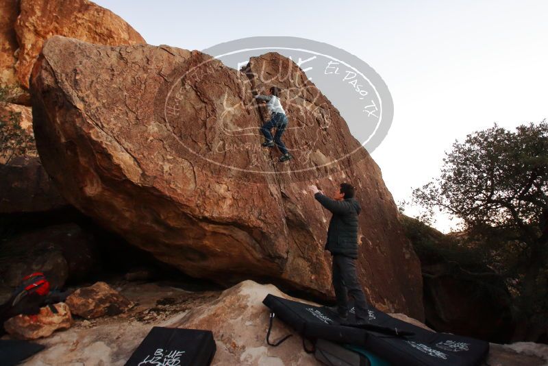 Bouldering in Hueco Tanks on 01/03/2020 with Blue Lizard Climbing and Yoga

Filename: SRM_20200103_1829400.jpg
Aperture: f/3.2
Shutter Speed: 1/125
Body: Canon EOS-1D Mark II
Lens: Canon EF 16-35mm f/2.8 L