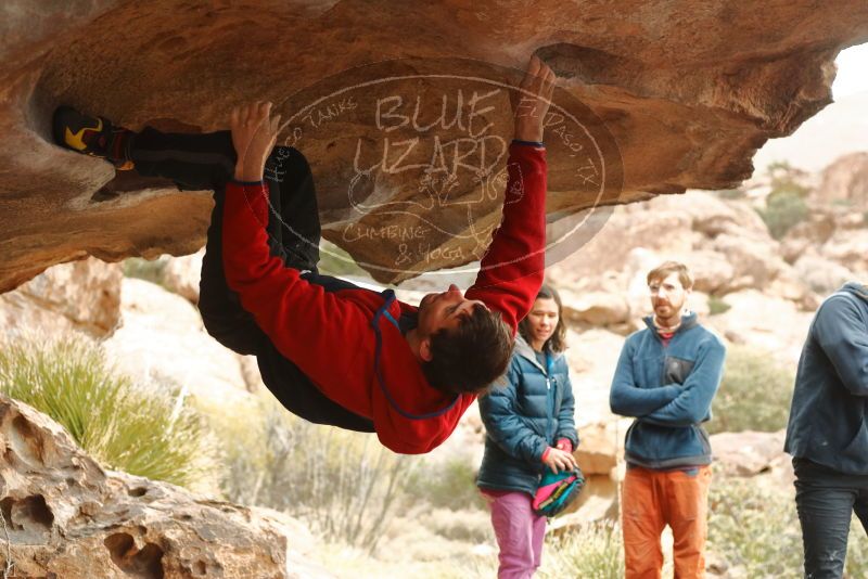 Bouldering in Hueco Tanks on 01/02/2020 with Blue Lizard Climbing and Yoga
Filename: SRM_20200102_1122570.jpg
Aperture: f/3.2
Shutter Speed: 1/250
Body: Canon EOS-1D Mark II
Lens: Canon EF 50mm f/1.8 II