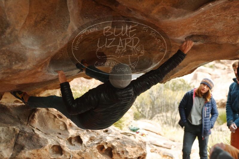Bouldering in Hueco Tanks on 01/02/2020 with Blue Lizard Climbing and Yoga
Filename: SRM_20200102_1144090.jpg
Aperture: f/3.2
Shutter Speed: 1/250
Body: Canon EOS-1D Mark II
Lens: Canon EF 50mm f/1.8 II