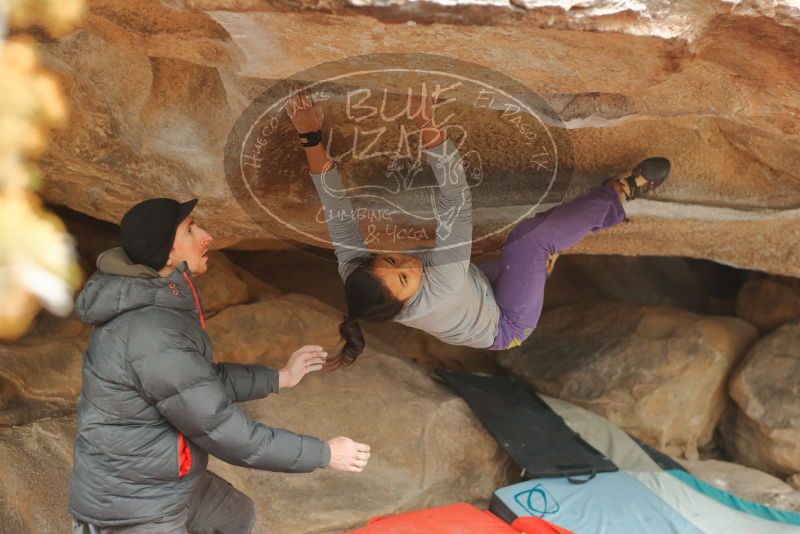 Bouldering in Hueco Tanks on 01/02/2020 with Blue Lizard Climbing and Yoga
Filename: SRM_20200102_1202480.jpg
Aperture: f/2.8
Shutter Speed: 1/250
Body: Canon EOS-1D Mark II
Lens: Canon EF 50mm f/1.8 II