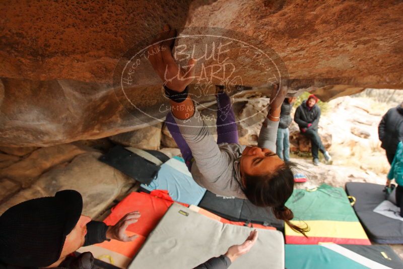 Bouldering in Hueco Tanks on 01/02/2020 with Blue Lizard Climbing and Yoga
Filename: SRM_20200102_1233330.jpg
Aperture: f/4.5
Shutter Speed: 1/250
Body: Canon EOS-1D Mark II
Lens: Canon EF 16-35mm f/2.8 L