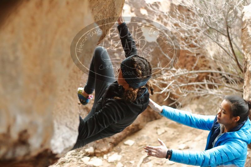Bouldering in Hueco Tanks on 01/02/2020 with Blue Lizard Climbing and Yoga
Filename: SRM_20200102_1506060.jpg
Aperture: f/2.8
Shutter Speed: 1/250
Body: Canon EOS-1D Mark II
Lens: Canon EF 50mm f/1.8 II