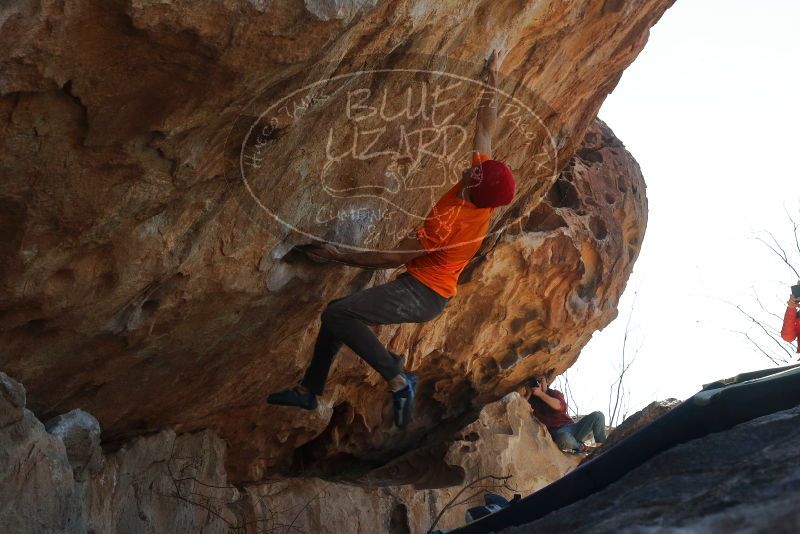 Bouldering in Hueco Tanks on 01/08/2020 with Blue Lizard Climbing and Yoga
Filename: SRM_20200108_1326311.jpg
Aperture: f/9.0
Shutter Speed: 1/500
Body: Canon EOS-1D Mark II
Lens: Canon EF 50mm f/1.8 II
