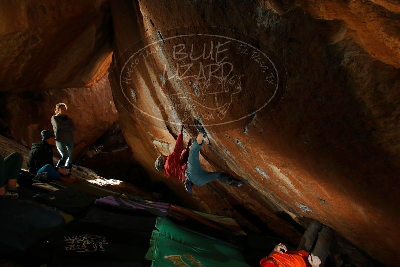 Bouldering in Hueco Tanks on 01/08/2020 with Blue Lizard Climbing and Yoga
Filename: SRM_20200108_1534310.jpg
Aperture: f/5.6
Shutter Speed: 1/250
Body: Canon EOS-1D Mark II
Lens: Canon EF 16-35mm f/2.8 L