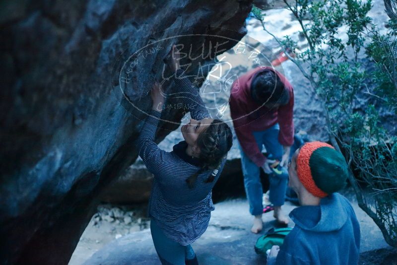 Bouldering in Hueco Tanks on 01/08/2020 with Blue Lizard Climbing and Yoga
Filename: SRM_20200108_1821460.jpg
Aperture: f/1.8
Shutter Speed: 1/125
Body: Canon EOS-1D Mark II
Lens: Canon EF 50mm f/1.8 II
