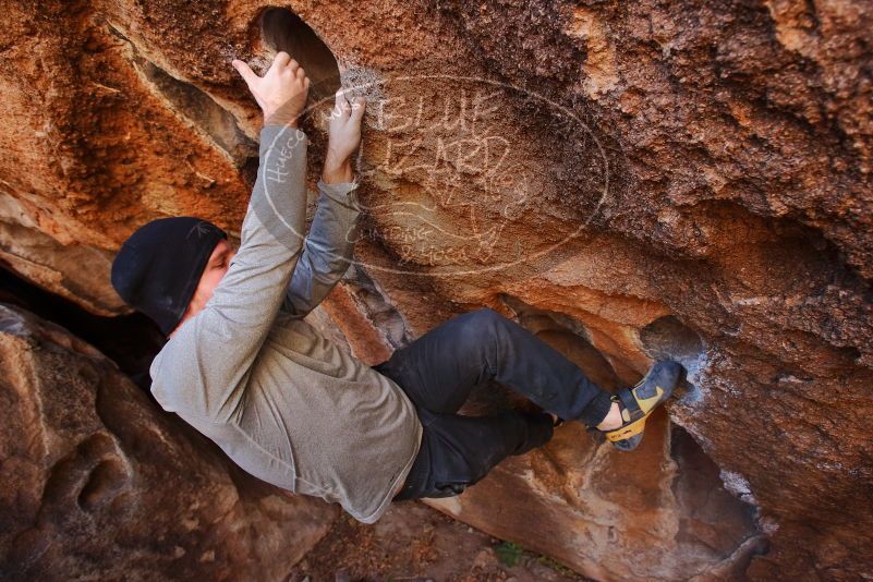 Bouldering in Hueco Tanks on 01/12/2020 with Blue Lizard Climbing and Yoga

Filename: SRM_20200112_1210220.jpg
Aperture: f/5.0
Shutter Speed: 1/250
Body: Canon EOS-1D Mark II
Lens: Canon EF 16-35mm f/2.8 L