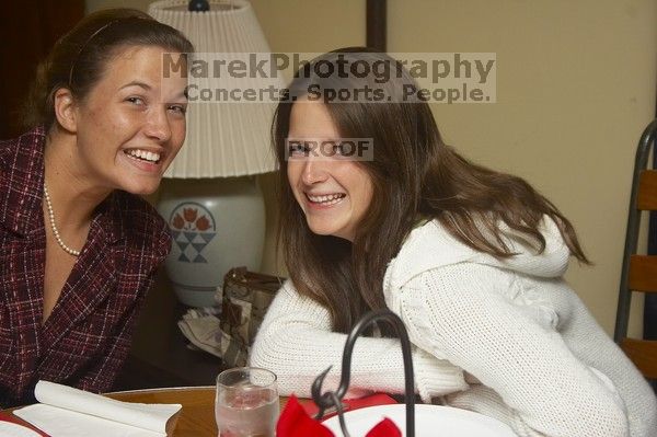 Melissa Mabry, left, and an unknown sister at the Alpha Xi Delta Christmas dinner, Friday, December 4, 2006.

Filename: SRM_20061204_1817261.jpg
Aperture: f/6.3
Shutter Speed: 1/250
Body: Canon EOS 20D
Lens: Canon EF-S 18-55mm f/3.5-5.6