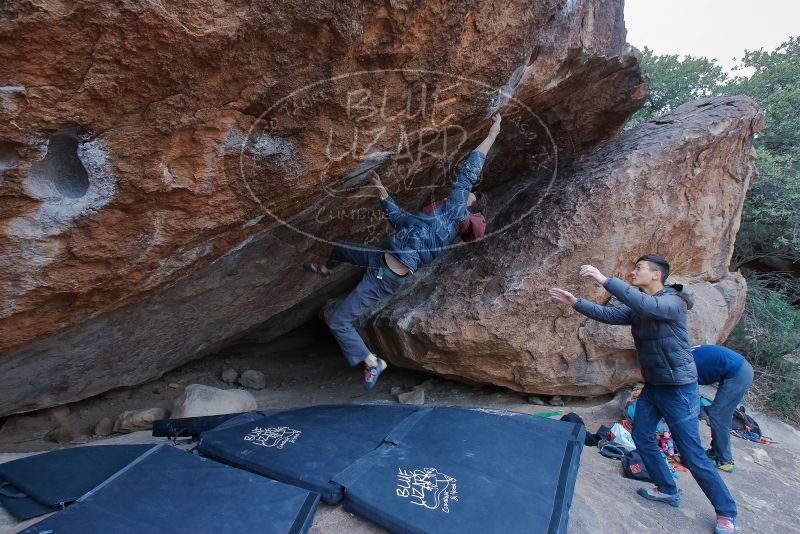 Bouldering in Hueco Tanks on 01/16/2020 with Blue Lizard Climbing and Yoga
Filename: SRM_20200116_1345290.jpg
Aperture: f/6.3
Shutter Speed: 1/250
Body: Canon EOS-1D Mark II
Lens: Canon EF 16-35mm f/2.8 L