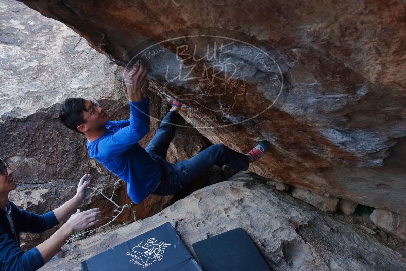 Bouldering in Hueco Tanks on 01/16/2020 with Blue Lizard Climbing and Yoga
Filename: SRM_20200116_1404410.jpg
Aperture: f/6.3
Shutter Speed: 1/320
Body: Canon EOS-1D Mark II
Lens: Canon EF 16-35mm f/2.8 L