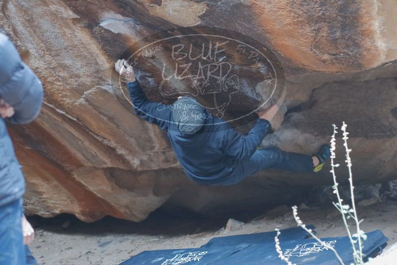 Bouldering in Hueco Tanks on 01/16/2020 with Blue Lizard Climbing and Yoga
Filename: SRM_20200116_1450480.jpg
Aperture: f/2.8
Shutter Speed: 1/250
Body: Canon EOS-1D Mark II
Lens: Canon EF 50mm f/1.8 II