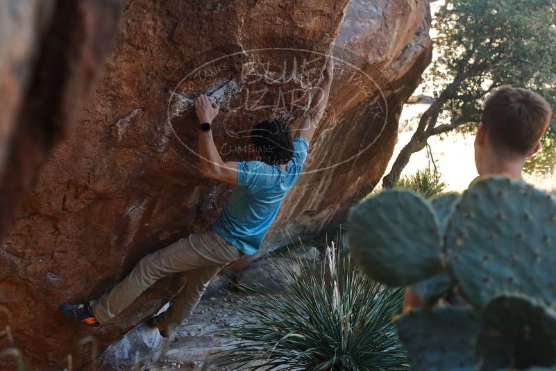 Bouldering in Hueco Tanks on 01/18/2020 with Blue Lizard Climbing and Yoga
Filename: SRM_20200118_1118020.jpg
Aperture: f/4.5
Shutter Speed: 1/250
Body: Canon EOS-1D Mark II
Lens: Canon EF 50mm f/1.8 II