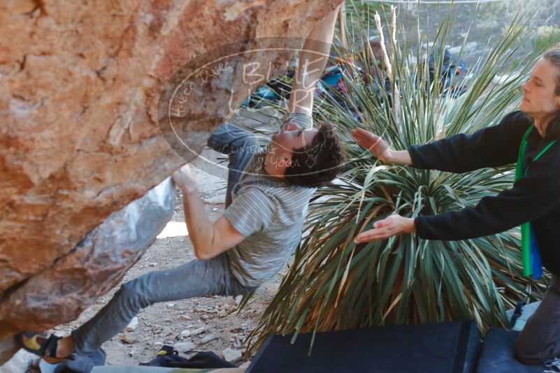 Bouldering in Hueco Tanks on 01/18/2020 with Blue Lizard Climbing and Yoga
Filename: SRM_20200118_1133430.jpg
Aperture: f/2.8
Shutter Speed: 1/250
Body: Canon EOS-1D Mark II
Lens: Canon EF 50mm f/1.8 II