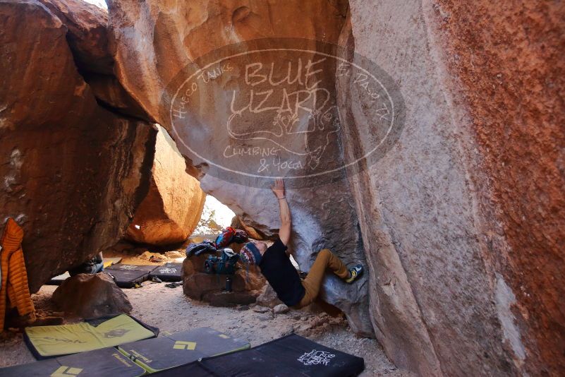 Bouldering in Hueco Tanks on 01/18/2020 with Blue Lizard Climbing and Yoga
Filename: SRM_20200118_1539500.jpg
Aperture: f/3.2
Shutter Speed: 1/250
Body: Canon EOS-1D Mark II
Lens: Canon EF 16-35mm f/2.8 L