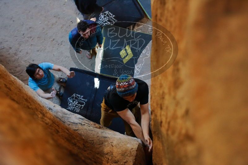 Bouldering in Hueco Tanks on 01/18/2020 with Blue Lizard Climbing and Yoga

Filename: SRM_20200118_1610511.jpg
Aperture: f/2.8
Shutter Speed: 1/160
Body: Canon EOS-1D Mark II
Lens: Canon EF 16-35mm f/2.8 L