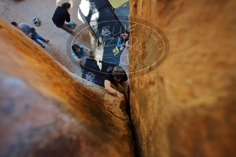 Bouldering in Hueco Tanks on 01/18/2020 with Blue Lizard Climbing and Yoga
Filename: SRM_20200118_1611060.jpg
Aperture: f/2.8
Shutter Speed: 1/160
Body: Canon EOS-1D Mark II
Lens: Canon EF 16-35mm f/2.8 L