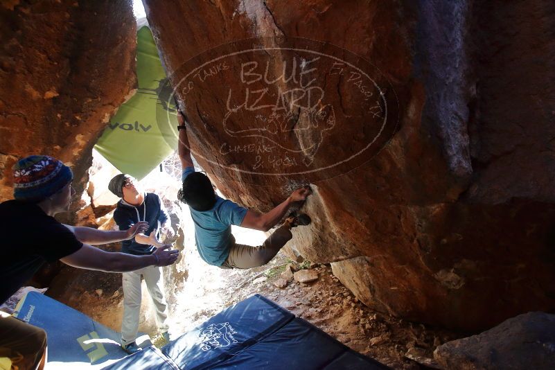 Bouldering in Hueco Tanks on 01/18/2020 with Blue Lizard Climbing and Yoga
Filename: SRM_20200118_1636130.jpg
Aperture: f/4.0
Shutter Speed: 1/250
Body: Canon EOS-1D Mark II
Lens: Canon EF 16-35mm f/2.8 L
