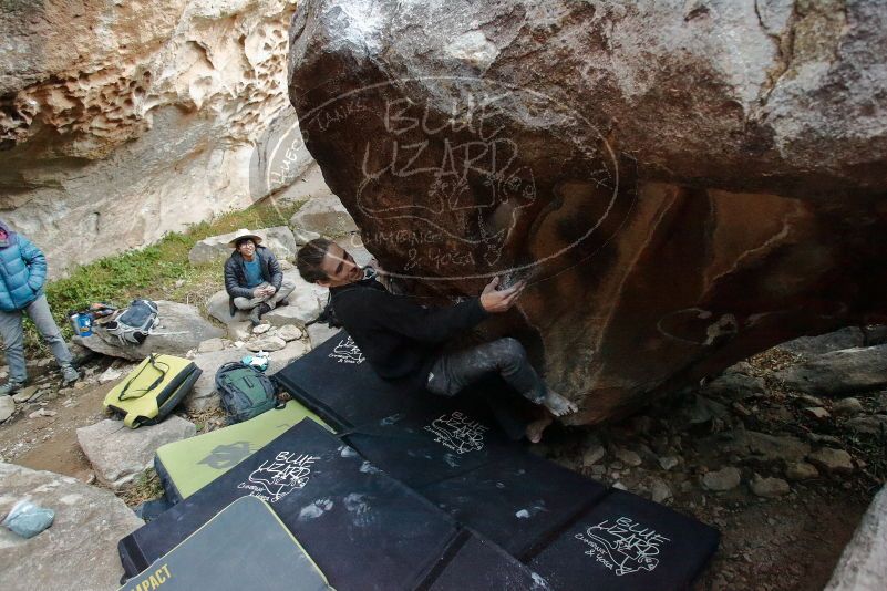 Bouldering in Hueco Tanks on 01/18/2020 with Blue Lizard Climbing and Yoga
Filename: SRM_20200118_1733030.jpg
Aperture: f/3.5
Shutter Speed: 1/200
Body: Canon EOS-1D Mark II
Lens: Canon EF 16-35mm f/2.8 L