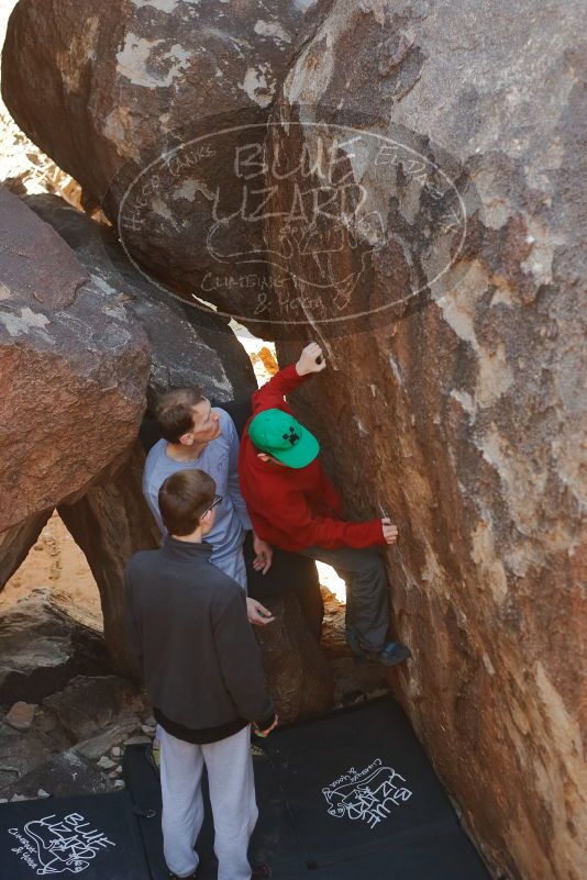 Bouldering in Hueco Tanks on 01/19/2020 with Blue Lizard Climbing and Yoga

Filename: SRM_20200119_1231000.jpg
Aperture: f/3.2
Shutter Speed: 1/250
Body: Canon EOS-1D Mark II
Lens: Canon EF 50mm f/1.8 II