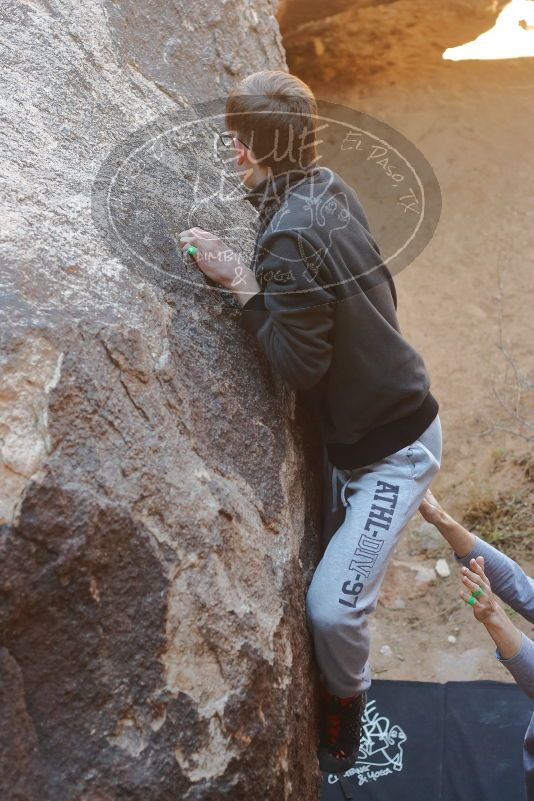Bouldering in Hueco Tanks on 01/19/2020 with Blue Lizard Climbing and Yoga
Filename: SRM_20200119_1235060.jpg
Aperture: f/3.5
Shutter Speed: 1/250
Body: Canon EOS-1D Mark II
Lens: Canon EF 50mm f/1.8 II