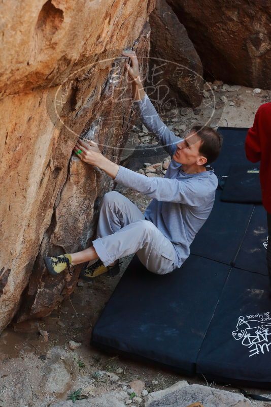 Bouldering in Hueco Tanks on 01/19/2020 with Blue Lizard Climbing and Yoga
Filename: SRM_20200119_1241120.jpg
Aperture: f/5.0
Shutter Speed: 1/250
Body: Canon EOS-1D Mark II
Lens: Canon EF 50mm f/1.8 II