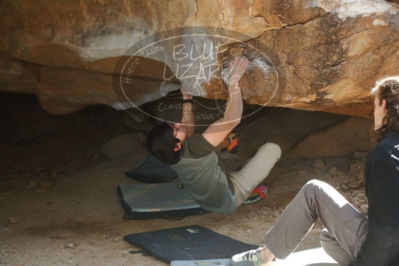 Bouldering in Hueco Tanks on 01/19/2020 with Blue Lizard Climbing and Yoga
Filename: SRM_20200119_1251291.jpg
Aperture: f/4.0
Shutter Speed: 1/250
Body: Canon EOS-1D Mark II
Lens: Canon EF 50mm f/1.8 II