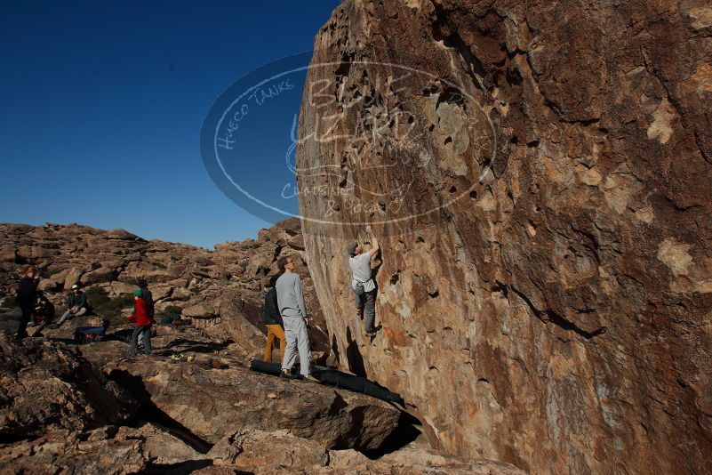 Bouldering in Hueco Tanks on 01/19/2020 with Blue Lizard Climbing and Yoga
Filename: SRM_20200119_1523030.jpg
Aperture: f/6.3
Shutter Speed: 1/500
Body: Canon EOS-1D Mark II
Lens: Canon EF 16-35mm f/2.8 L