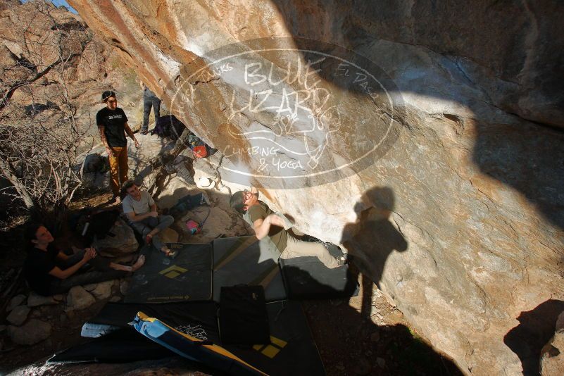 Bouldering in Hueco Tanks on 01/19/2020 with Blue Lizard Climbing and Yoga
Filename: SRM_20200119_1624530.jpg
Aperture: f/8.0
Shutter Speed: 1/250
Body: Canon EOS-1D Mark II
Lens: Canon EF 16-35mm f/2.8 L