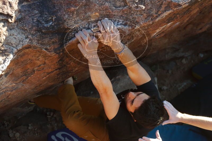 Bouldering in Hueco Tanks on 01/19/2020 with Blue Lizard Climbing and Yoga
Filename: SRM_20200119_1730220.jpg
Aperture: f/5.0
Shutter Speed: 1/320
Body: Canon EOS-1D Mark II
Lens: Canon EF 50mm f/1.8 II