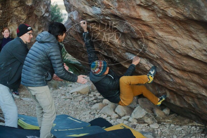 Bouldering in Hueco Tanks on 01/19/2020 with Blue Lizard Climbing and Yoga
Filename: SRM_20200119_1834340.jpg
Aperture: f/2.5
Shutter Speed: 1/250
Body: Canon EOS-1D Mark II
Lens: Canon EF 50mm f/1.8 II