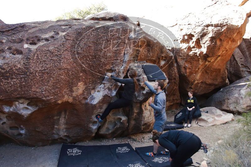 Bouldering in Hueco Tanks on 01/26/2020 with Blue Lizard Climbing and Yoga
Filename: SRM_20200126_1128450.jpg
Aperture: f/6.3
Shutter Speed: 1/250
Body: Canon EOS-1D Mark II
Lens: Canon EF 16-35mm f/2.8 L