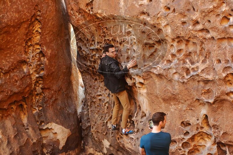 Bouldering in Hueco Tanks on 01/26/2020 with Blue Lizard Climbing and Yoga

Filename: SRM_20200126_1318011.jpg
Aperture: f/3.2
Shutter Speed: 1/125
Body: Canon EOS-1D Mark II
Lens: Canon EF 50mm f/1.8 II
