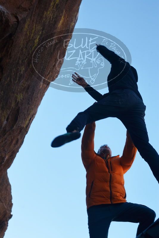 Bouldering in Hueco Tanks on 01/29/2020 with Blue Lizard Climbing and Yoga

Filename: SRM_20200129_1419342.jpg
Aperture: f/4.0
Shutter Speed: 1/400
Body: Canon EOS-1D Mark II
Lens: Canon EF 50mm f/1.8 II