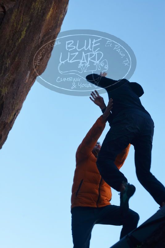 Bouldering in Hueco Tanks on 01/29/2020 with Blue Lizard Climbing and Yoga

Filename: SRM_20200129_1419343.jpg
Aperture: f/4.0
Shutter Speed: 1/400
Body: Canon EOS-1D Mark II
Lens: Canon EF 50mm f/1.8 II