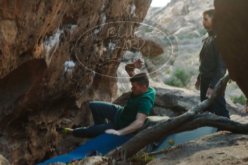 Bouldering in Hueco Tanks on 01/29/2020 with Blue Lizard Climbing and Yoga

Filename: SRM_20200129_1819362.jpg
Aperture: f/3.5
Shutter Speed: 1/250
Body: Canon EOS-1D Mark II
Lens: Canon EF 50mm f/1.8 II