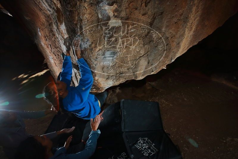 Bouldering in Hueco Tanks on 02/01/2020 with Blue Lizard Climbing and Yoga
Filename: SRM_20200201_1553300.jpg
Aperture: f/8.0
Shutter Speed: 1/250
Body: Canon EOS-1D Mark II
Lens: Canon EF 16-35mm f/2.8 L