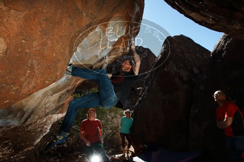 Bouldering in Hueco Tanks on 02/08/2020 with Blue Lizard Climbing and Yoga
Filename: SRM_20200208_1210480.jpg
Aperture: f/8.0
Shutter Speed: 1/250
Body: Canon EOS-1D Mark II
Lens: Canon EF 16-35mm f/2.8 L