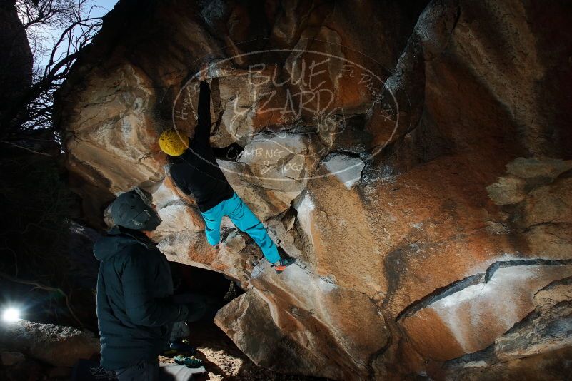 Bouldering in Hueco Tanks on 01/06/2020 with Blue Lizard Climbing and Yoga
Filename: SRM_20200106_1141210.jpg
Aperture: f/8.0
Shutter Speed: 1/250
Body: Canon EOS-1D Mark II
Lens: Canon EF 16-35mm f/2.8 L