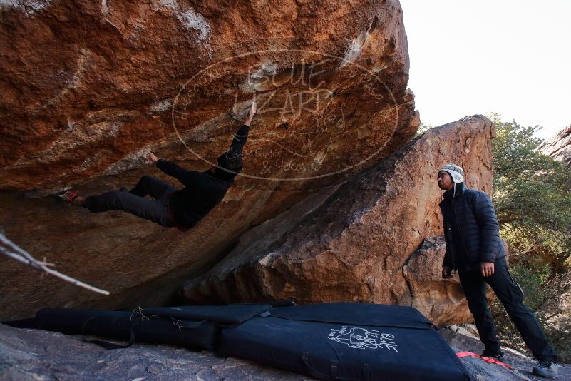 Bouldering in Hueco Tanks on 01/06/2020 with Blue Lizard Climbing and Yoga
Filename: SRM_20200106_1222351.jpg
Aperture: f/6.3
Shutter Speed: 1/320
Body: Canon EOS-1D Mark II
Lens: Canon EF 16-35mm f/2.8 L