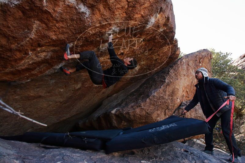 Bouldering in Hueco Tanks on 01/06/2020 with Blue Lizard Climbing and Yoga
Filename: SRM_20200106_1222560.jpg
Aperture: f/6.3
Shutter Speed: 1/320
Body: Canon EOS-1D Mark II
Lens: Canon EF 16-35mm f/2.8 L
