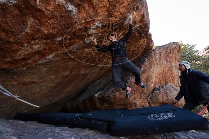 Bouldering in Hueco Tanks on 01/06/2020 with Blue Lizard Climbing and Yoga
Filename: SRM_20200106_1223052.jpg
Aperture: f/6.3
Shutter Speed: 1/320
Body: Canon EOS-1D Mark II
Lens: Canon EF 16-35mm f/2.8 L
