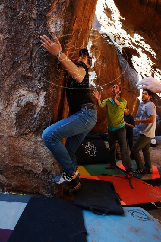 Bouldering in Hueco Tanks on 02/14/2020 with Blue Lizard Climbing and Yoga
Filename: SRM_20200214_1145580.jpg
Aperture: f/5.0
Shutter Speed: 1/250
Body: Canon EOS-1D Mark II
Lens: Canon EF 16-35mm f/2.8 L