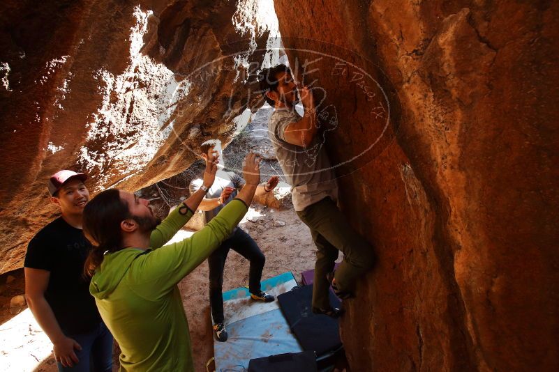 Bouldering in Hueco Tanks on 02/14/2020 with Blue Lizard Climbing and Yoga
Filename: SRM_20200214_1151290.jpg
Aperture: f/5.6
Shutter Speed: 1/200
Body: Canon EOS-1D Mark II
Lens: Canon EF 16-35mm f/2.8 L