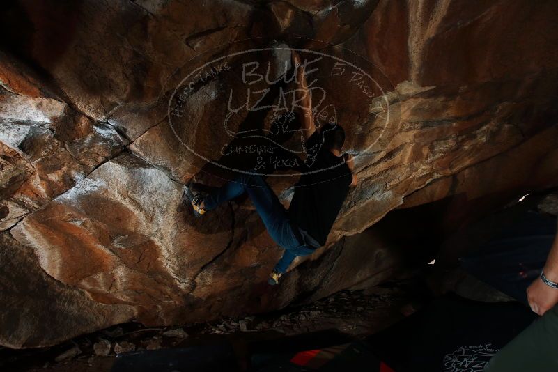 Bouldering in Hueco Tanks on 02/14/2020 with Blue Lizard Climbing and Yoga
Filename: SRM_20200214_1228430.jpg
Aperture: f/8.0
Shutter Speed: 1/250
Body: Canon EOS-1D Mark II
Lens: Canon EF 16-35mm f/2.8 L
