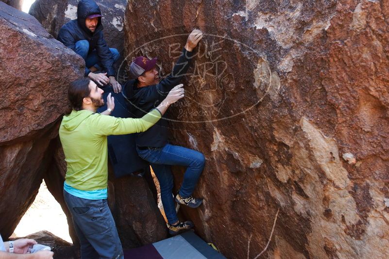 Bouldering in Hueco Tanks on 02/14/2020 with Blue Lizard Climbing and Yoga
Filename: SRM_20200214_1345230.jpg
Aperture: f/4.0
Shutter Speed: 1/250
Body: Canon EOS-1D Mark II
Lens: Canon EF 16-35mm f/2.8 L