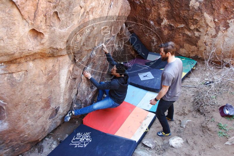 Bouldering in Hueco Tanks on 02/14/2020 with Blue Lizard Climbing and Yoga
Filename: SRM_20200214_1352550.jpg
Aperture: f/3.5
Shutter Speed: 1/250
Body: Canon EOS-1D Mark II
Lens: Canon EF 16-35mm f/2.8 L