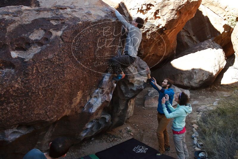 Bouldering in Hueco Tanks on 02/16/2020 with Blue Lizard Climbing and Yoga
Filename: SRM_20200216_1033330.jpg
Aperture: f/6.3
Shutter Speed: 1/250
Body: Canon EOS-1D Mark II
Lens: Canon EF 16-35mm f/2.8 L