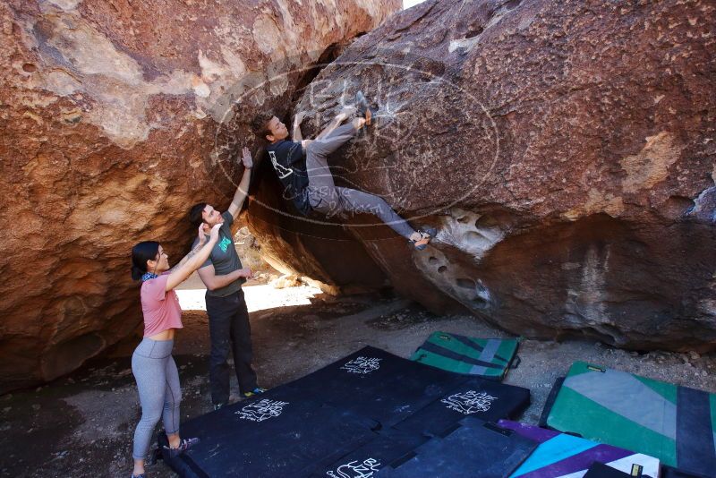 Bouldering in Hueco Tanks on 02/16/2020 with Blue Lizard Climbing and Yoga
Filename: SRM_20200216_1053180.jpg
Aperture: f/5.6
Shutter Speed: 1/250
Body: Canon EOS-1D Mark II
Lens: Canon EF 16-35mm f/2.8 L